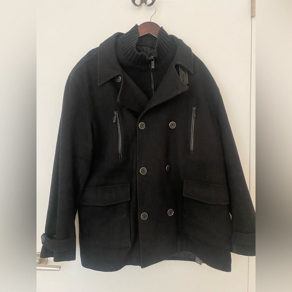 Kenneth Cole Reaction Men’s Double Breasted Bib Peacoat
